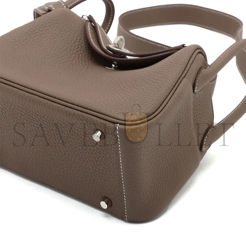 HERMÈS MASTER MINI LINDY IITAURILLON CLEMENCE ETOUPE SILVER METAL FITTINGS (19*13*9.5cm) 